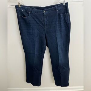 Talbots 24W High-Waist Barely Boot Cut Curvy Dark Blue Denim Jeans Like New!
